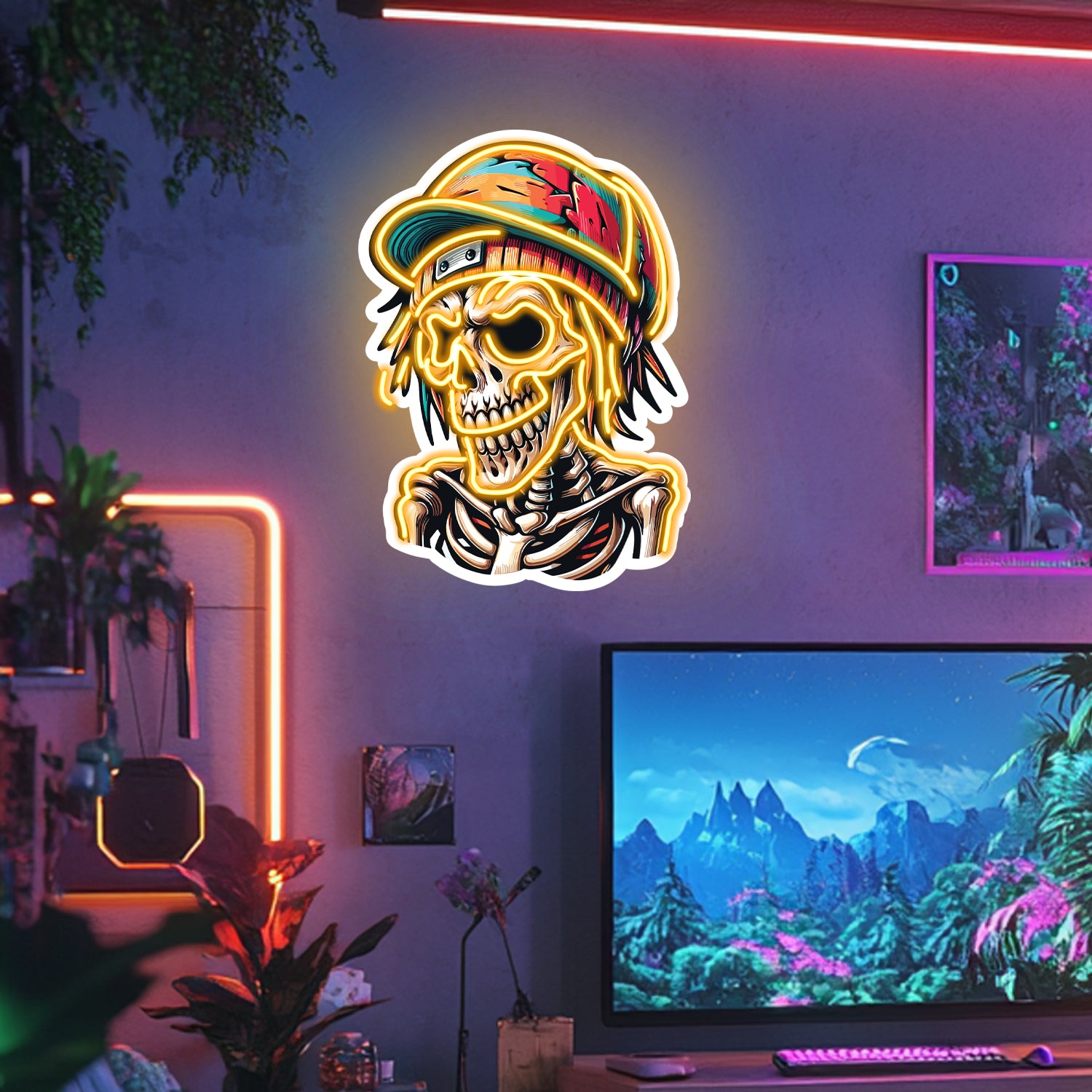 UV Printed Skull Neon Wall Art- LV0032
