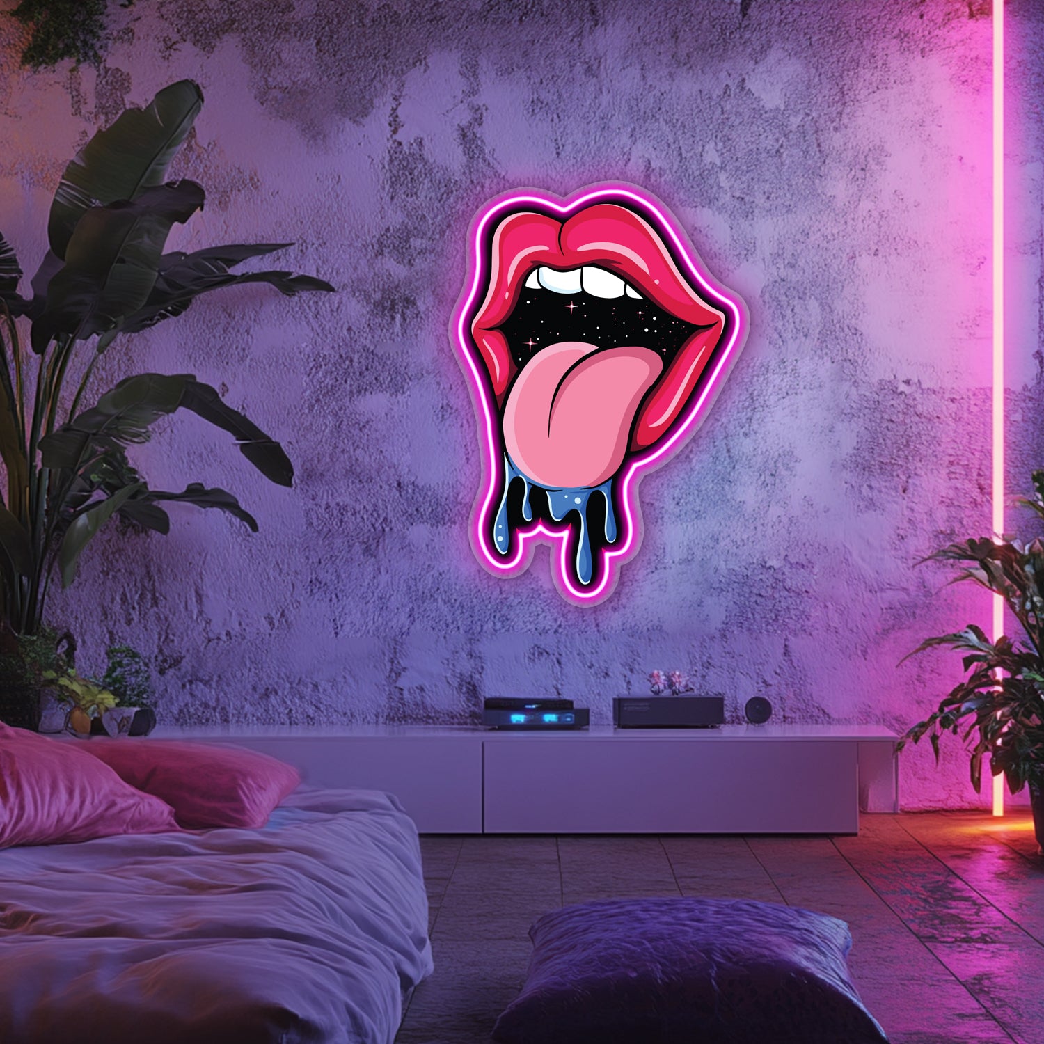 UV Printed Galactic Tongue  Neon Wall Art- LV0069