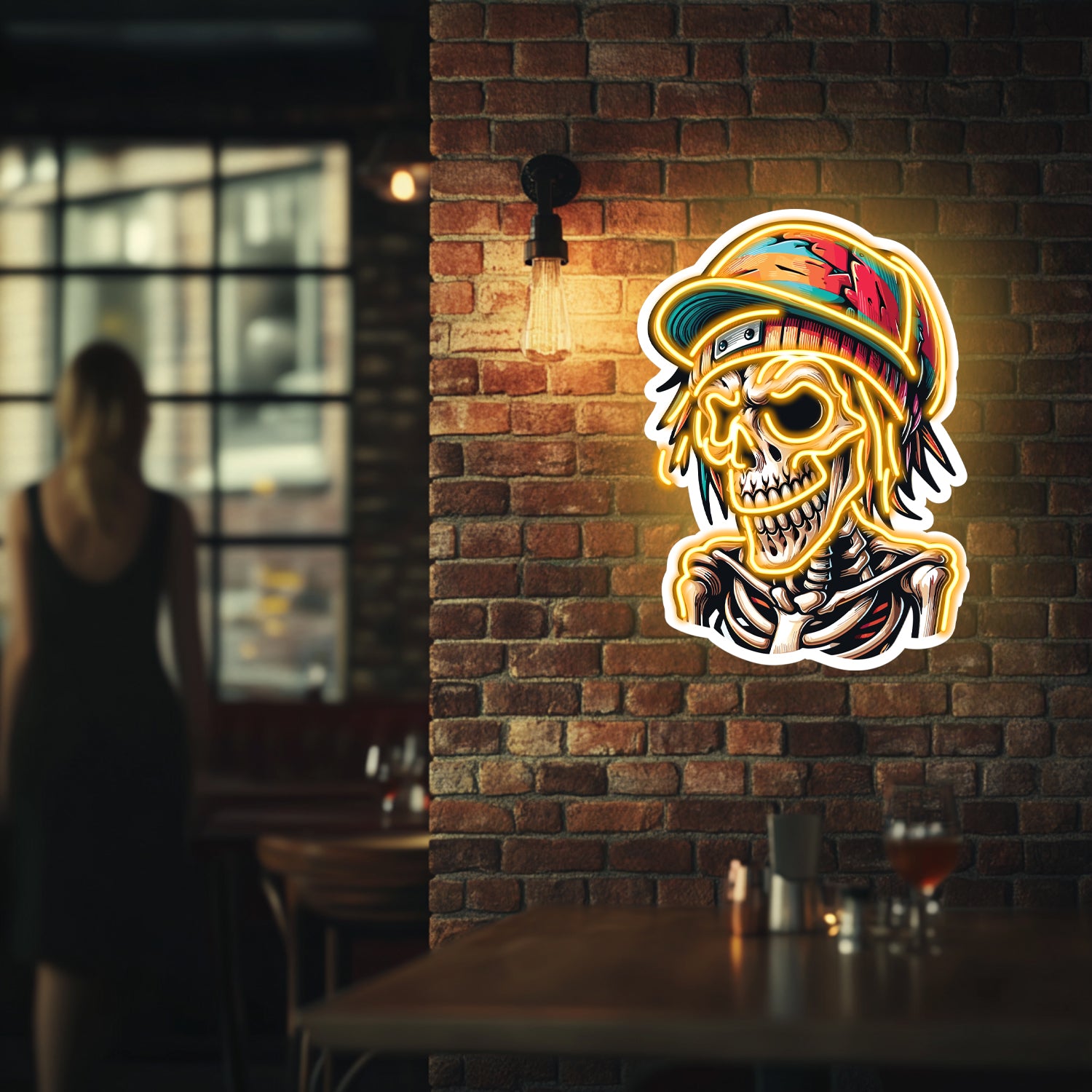 UV Printed Skull Neon Wall Art- LV0032