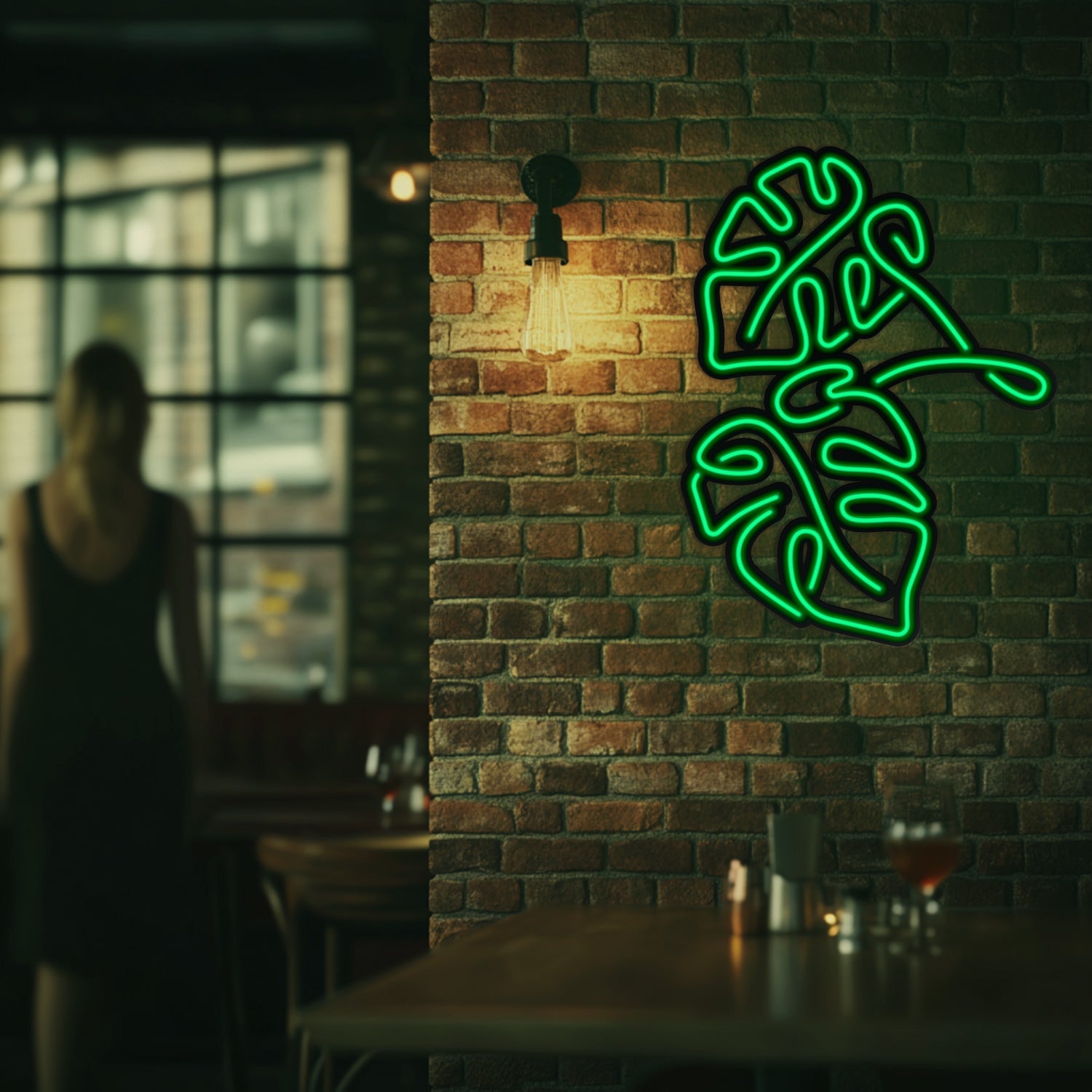 Monstera Leaf Metal Neon Wall Art- LN0006