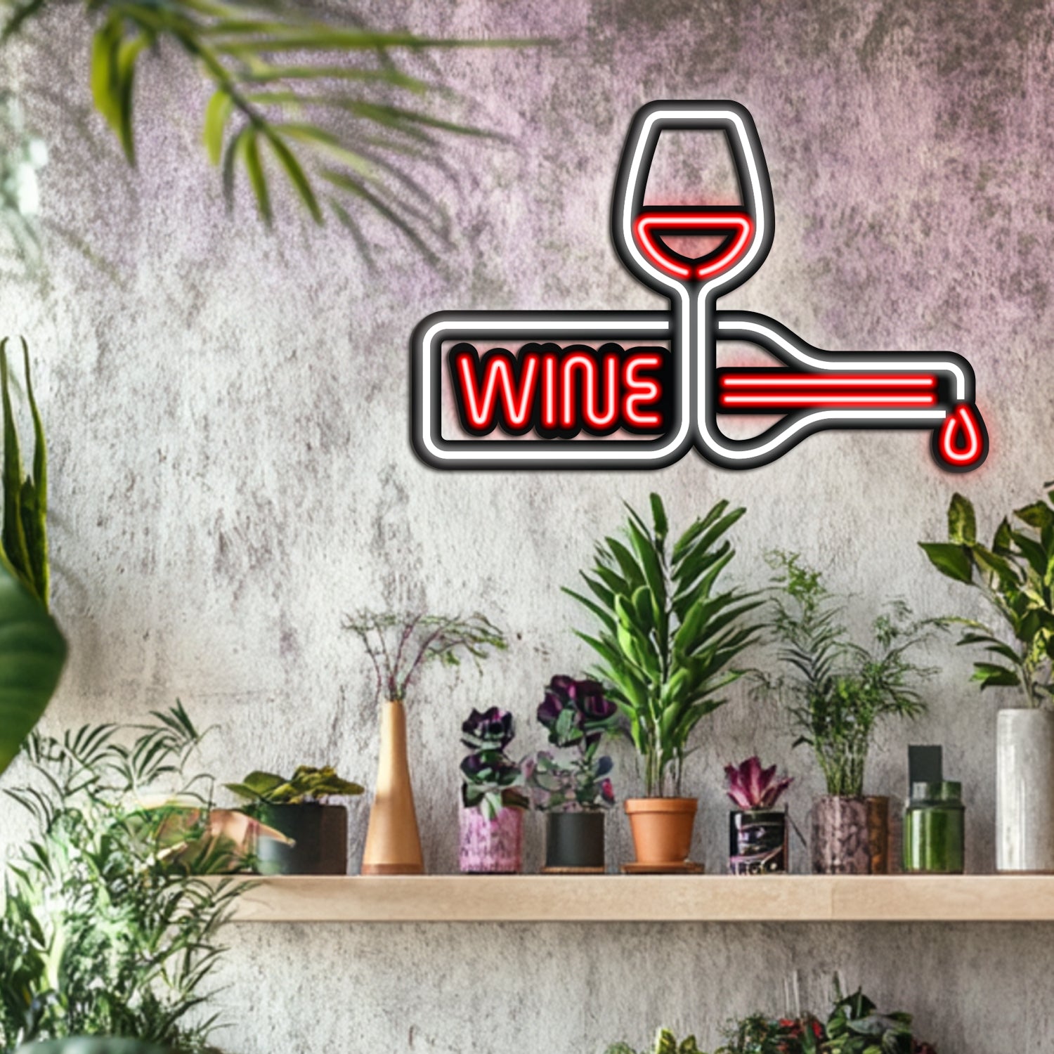 Wine Metal Neon Wall Art- LN0045