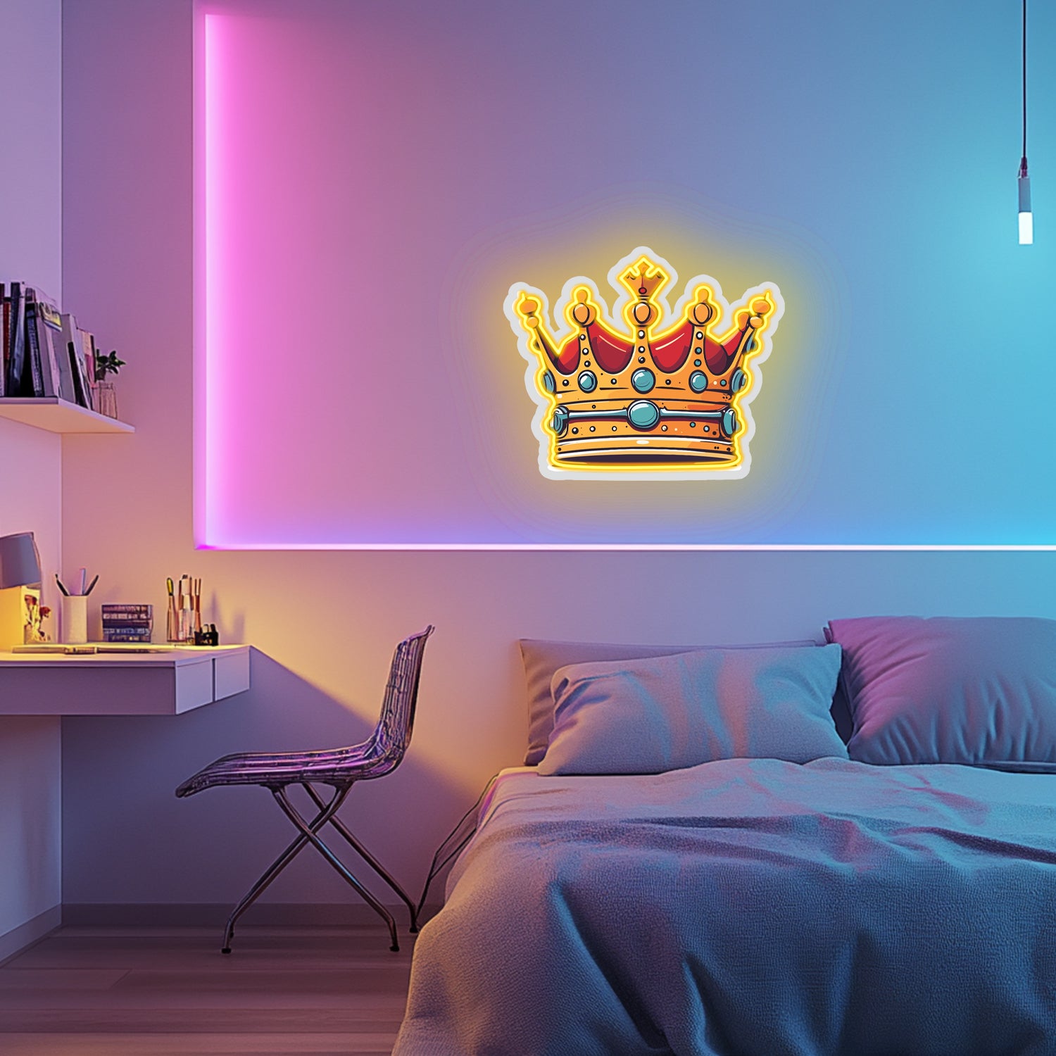 UV Printed King Crown Neon Wall Art- LV0028