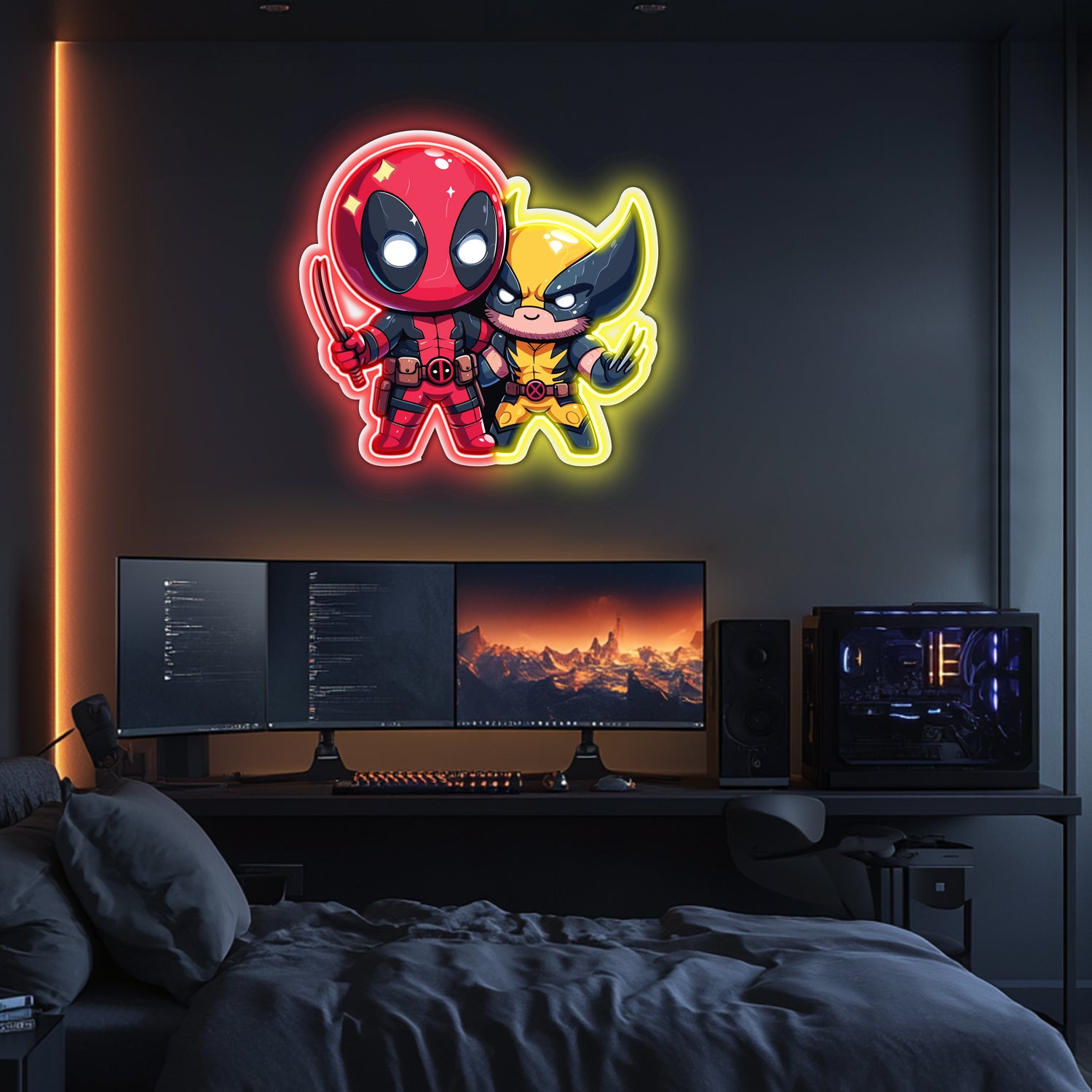 UV Printed Deadpool Wolverine Neon Wall Art- LV0066