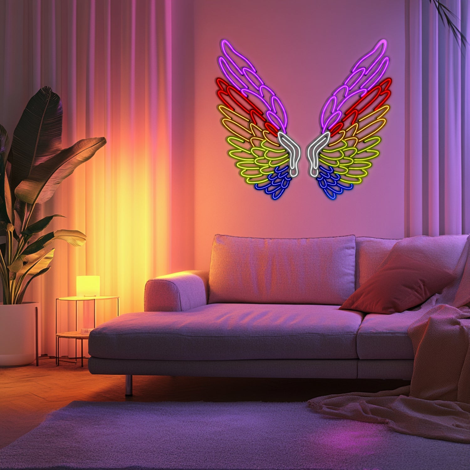 Rainbow Wing Metal Neon Wall Art- LN0013