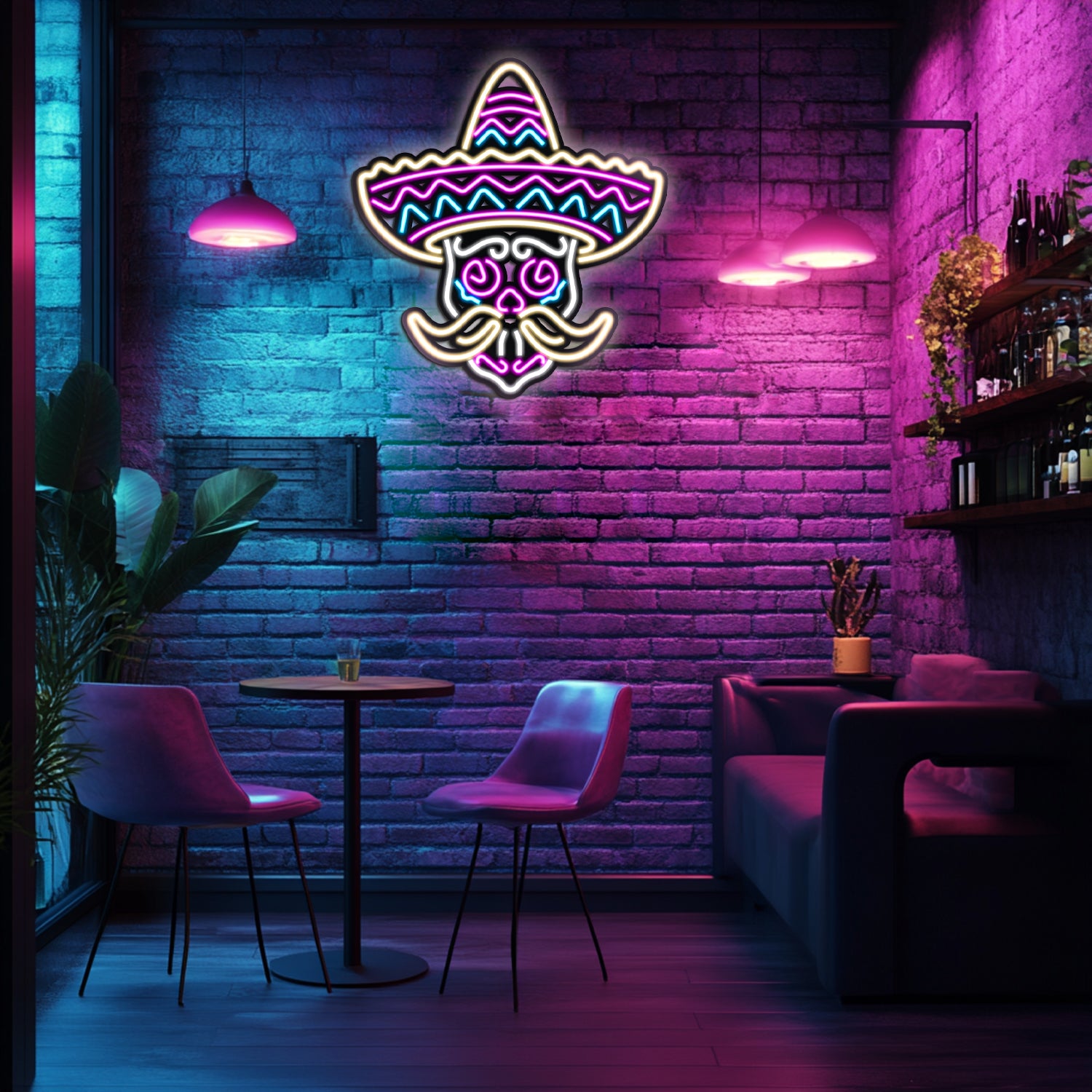 Muertos Skull Metal Neon Wall Art- LN0002