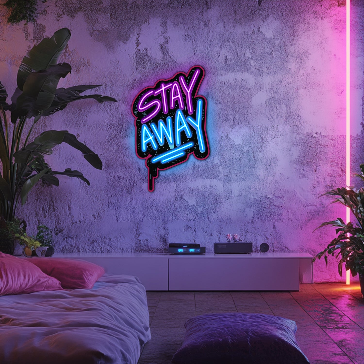 UV Printed Stay Away Neon Wall Art- LV0049