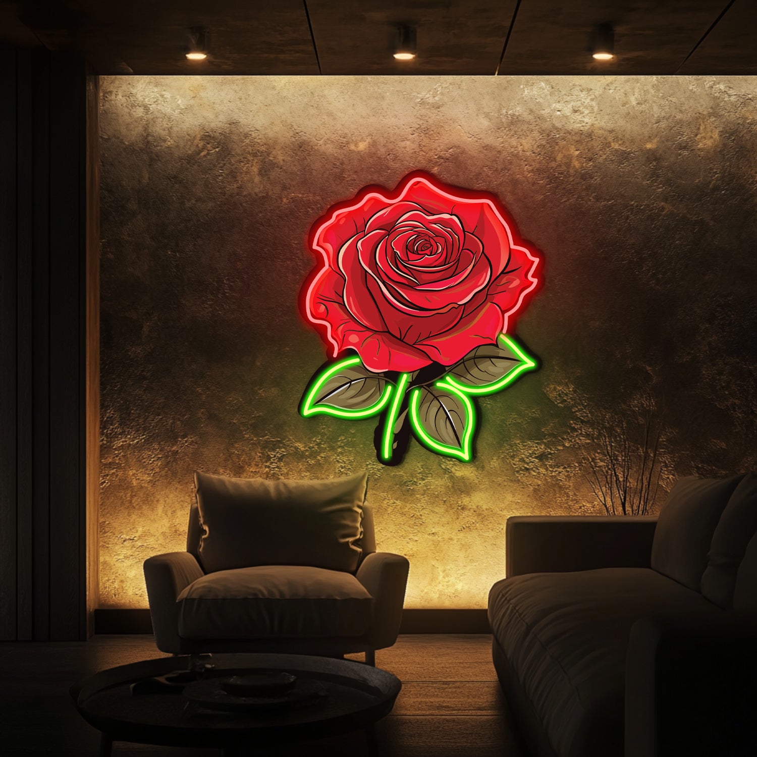 UV Printed Rose Neon Wall Art- LV0016