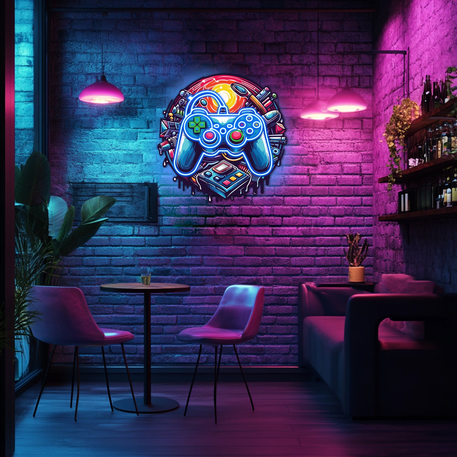 UV Printed Gamepad  Neon Wall Art- LV0070