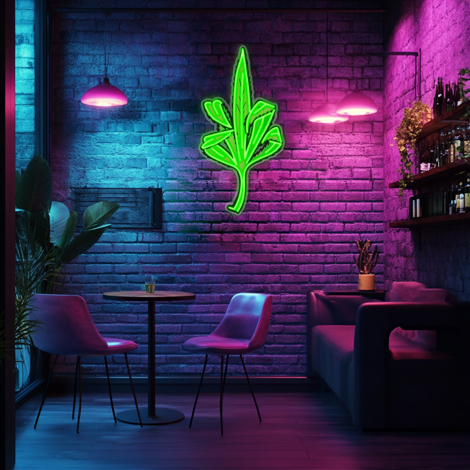 UV Printed Marijuana Neon Wall Art- LV0001