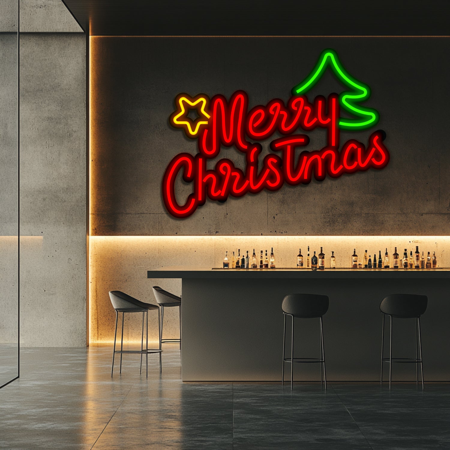 Merry Christmas Metal Neon Wall Art- LN0227