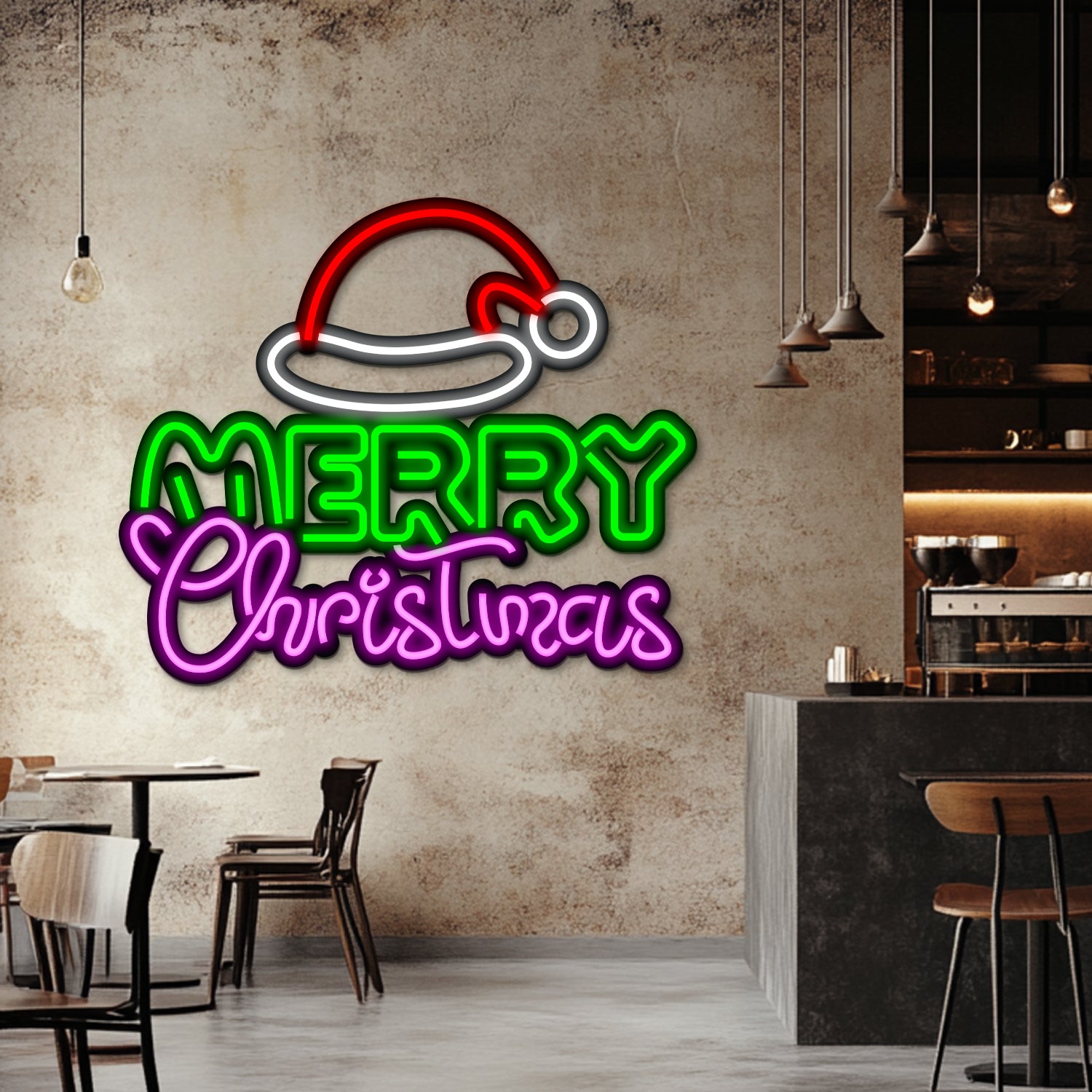 Merry Christmas Metal Neon Wall Art- LN0180