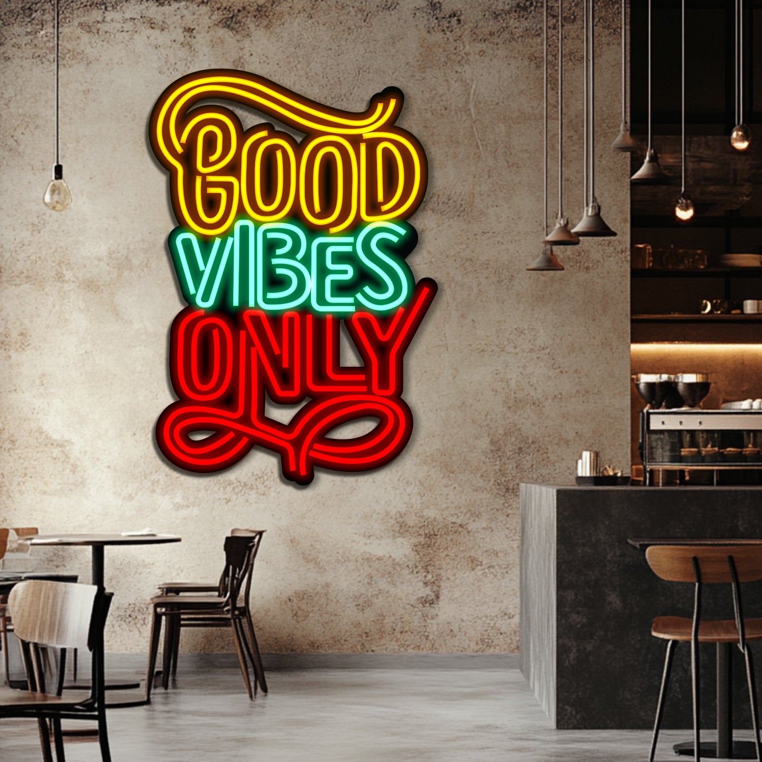 Good Vibes Only Metal Neon Wall Art- LN0139