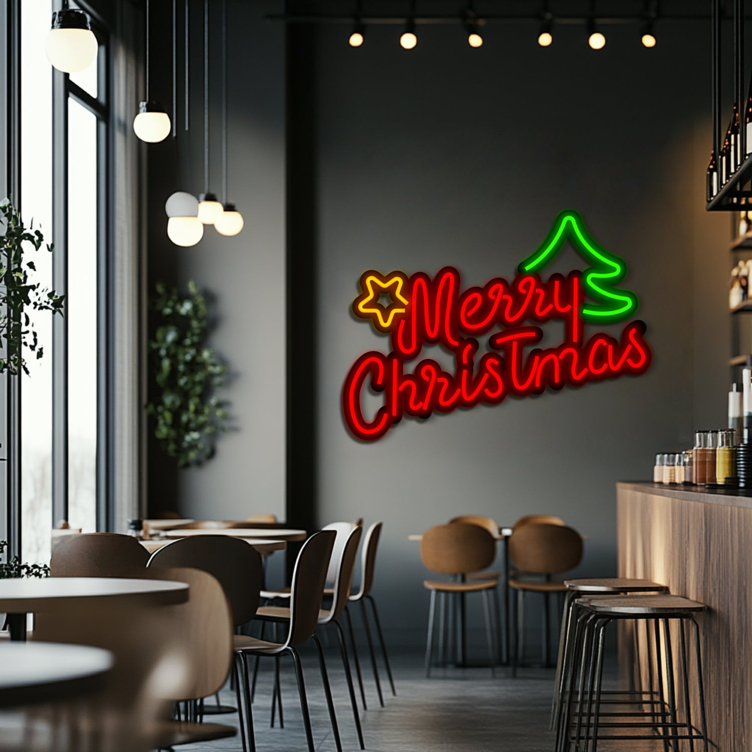 Merry Christmas Metal Neon Wall Art- LN0227