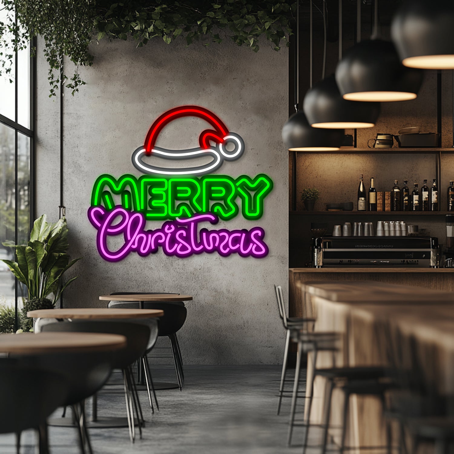 Merry Christmas Metal Neon Wall Art- LN0180