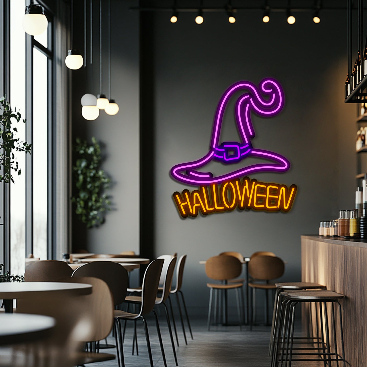 Halloween Hat Metal Neon Wall Art- LN0211