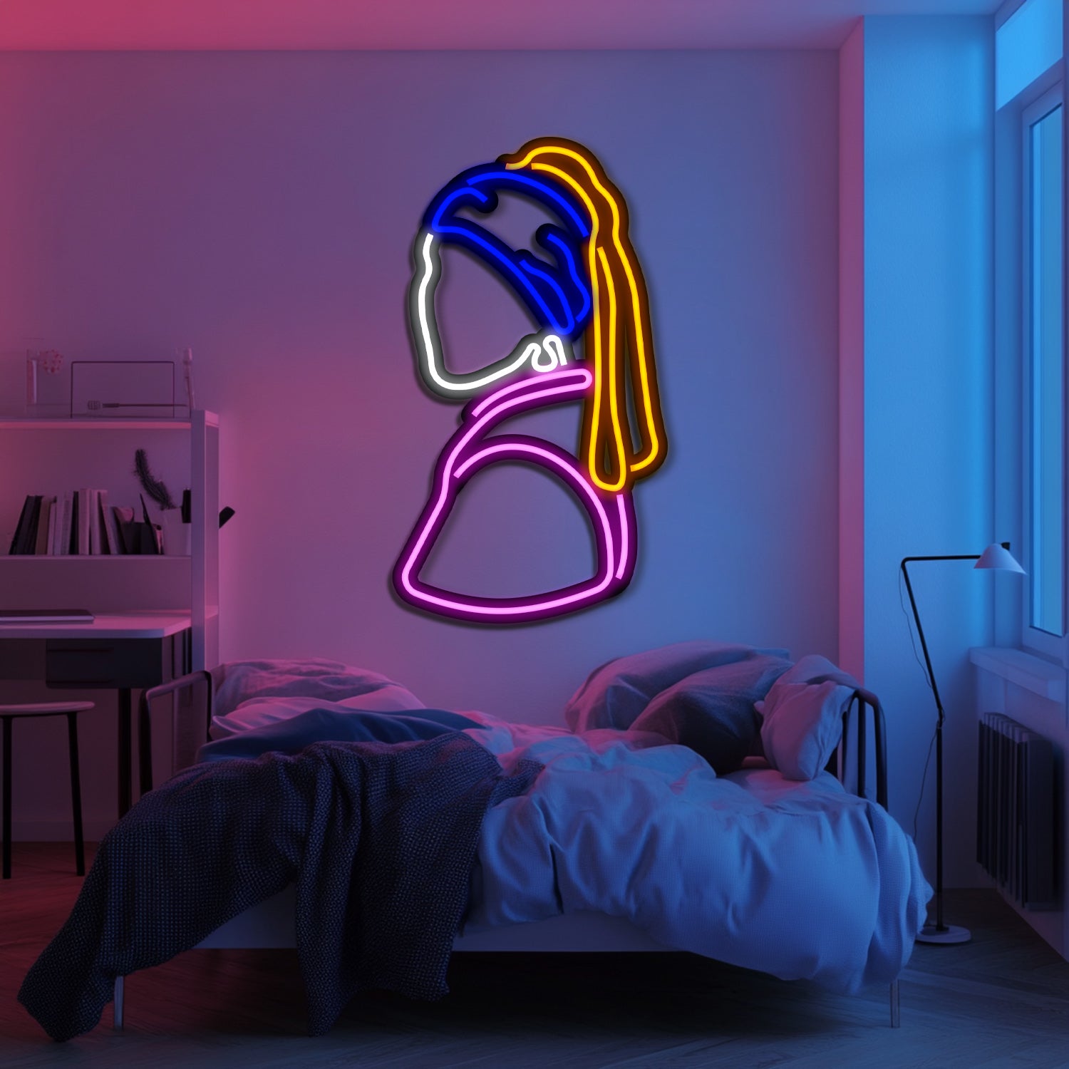 Girl with a Pearl Earring Metal Neon Wall Art- LN0099