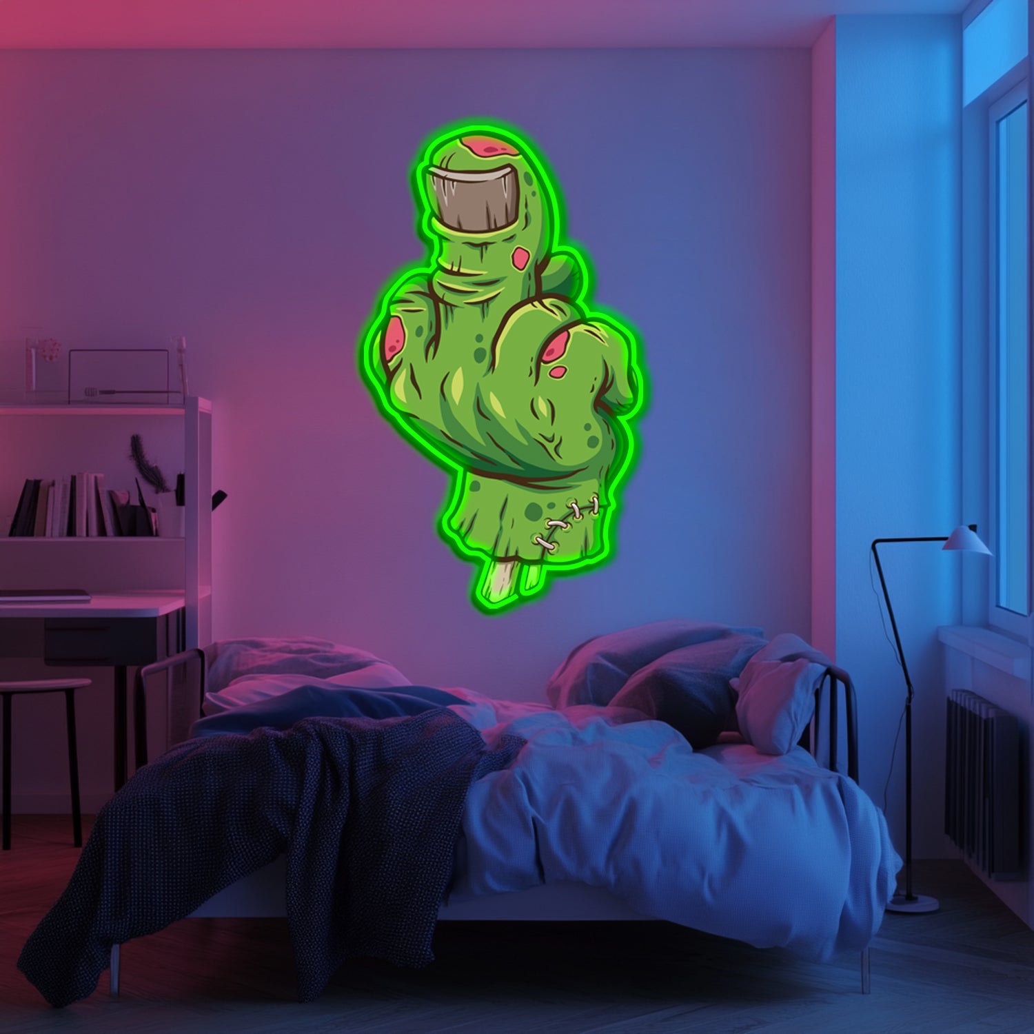 UV Printed Zombie Hand Neon Wall Art- LV0098
