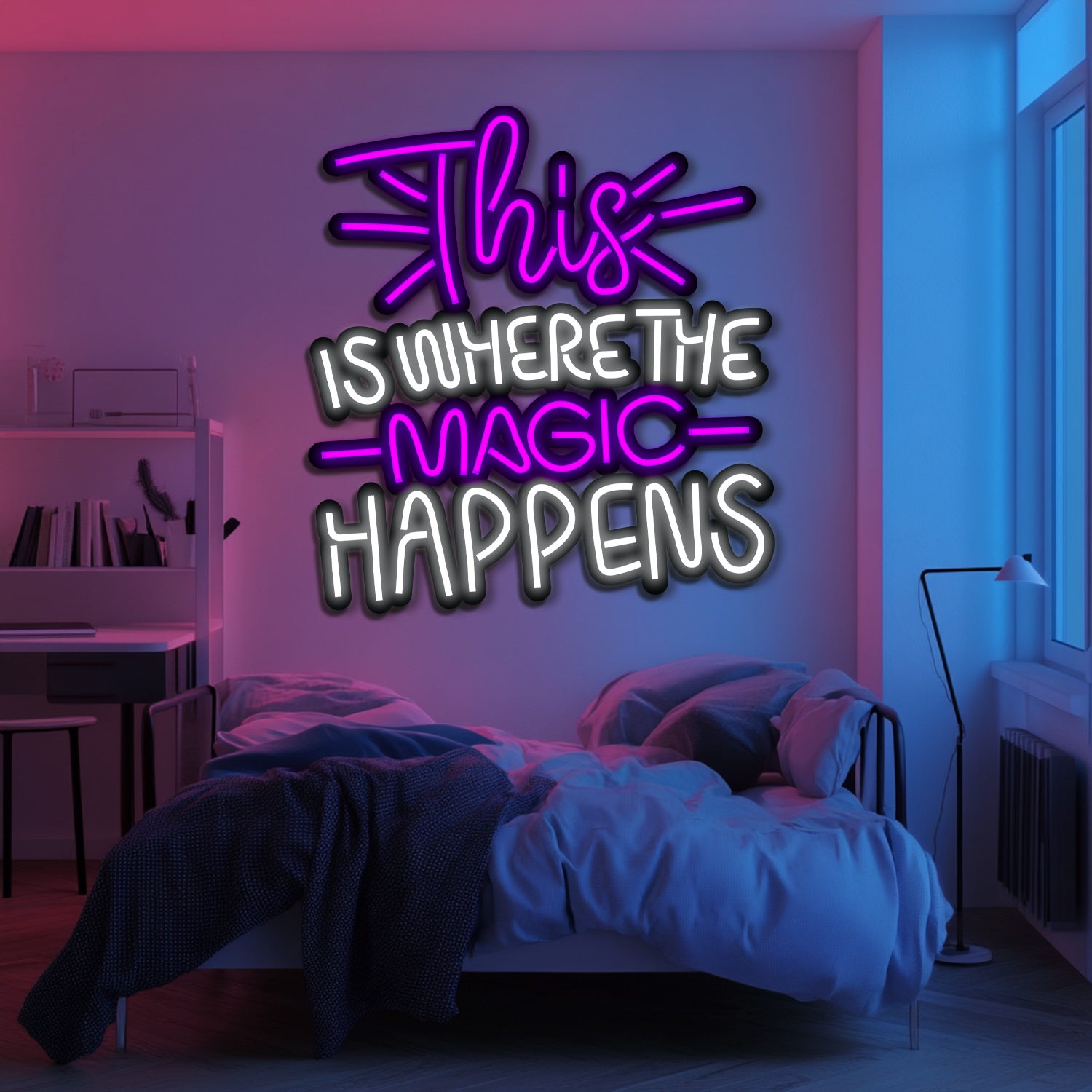 Magic Happens Metal Neon Wall Art- LN0148