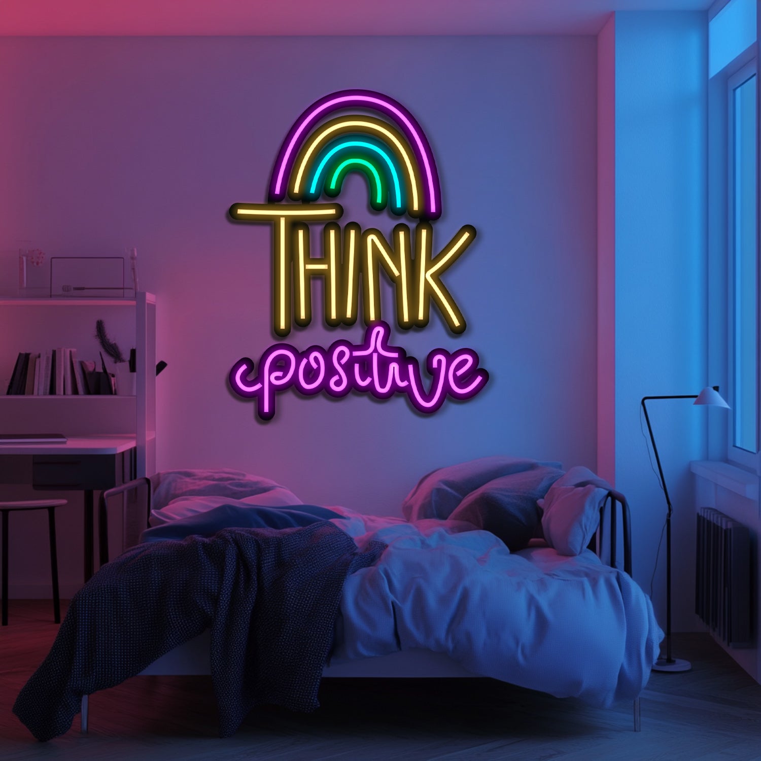 Think Positive Metal Neon Wall Art- LN0104