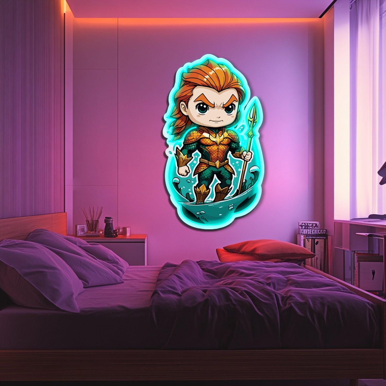 UV Printed Aquaman Neon Wall Art- LV0088
