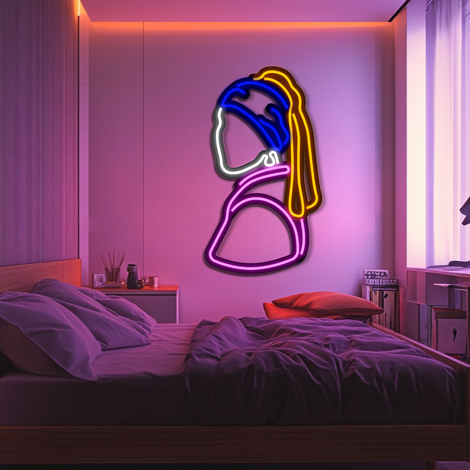 Girl with a Pearl Earring Metal Neon Wall Art- LN0099