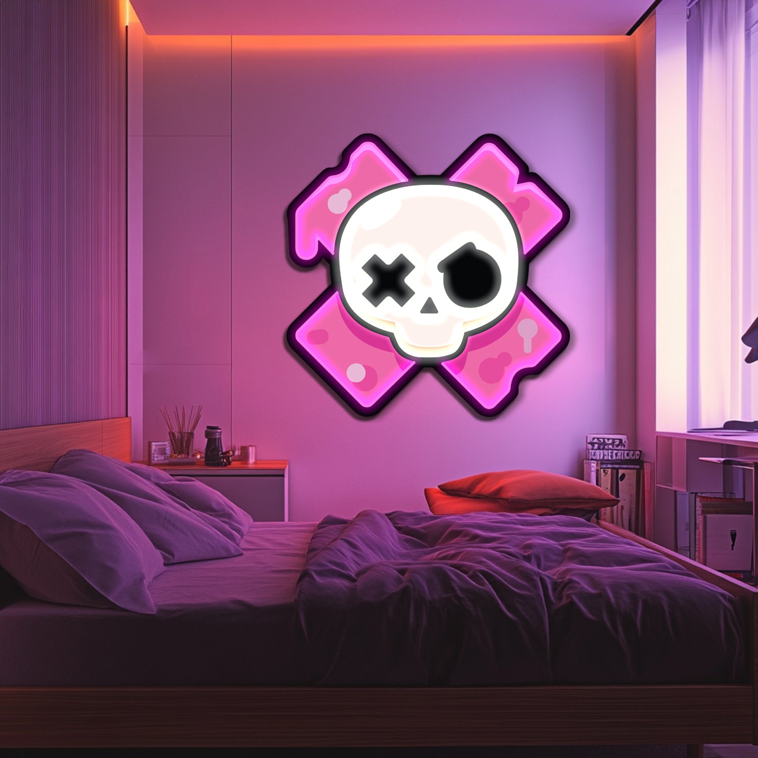 UV Printed Skull Neon Wall Art- LV0109