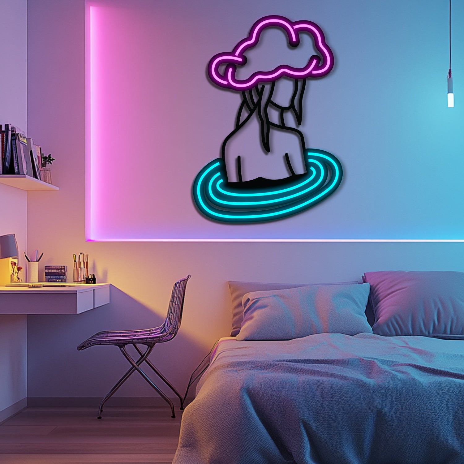 Cloudy Mind Metal Neon Wall Art- LN0106