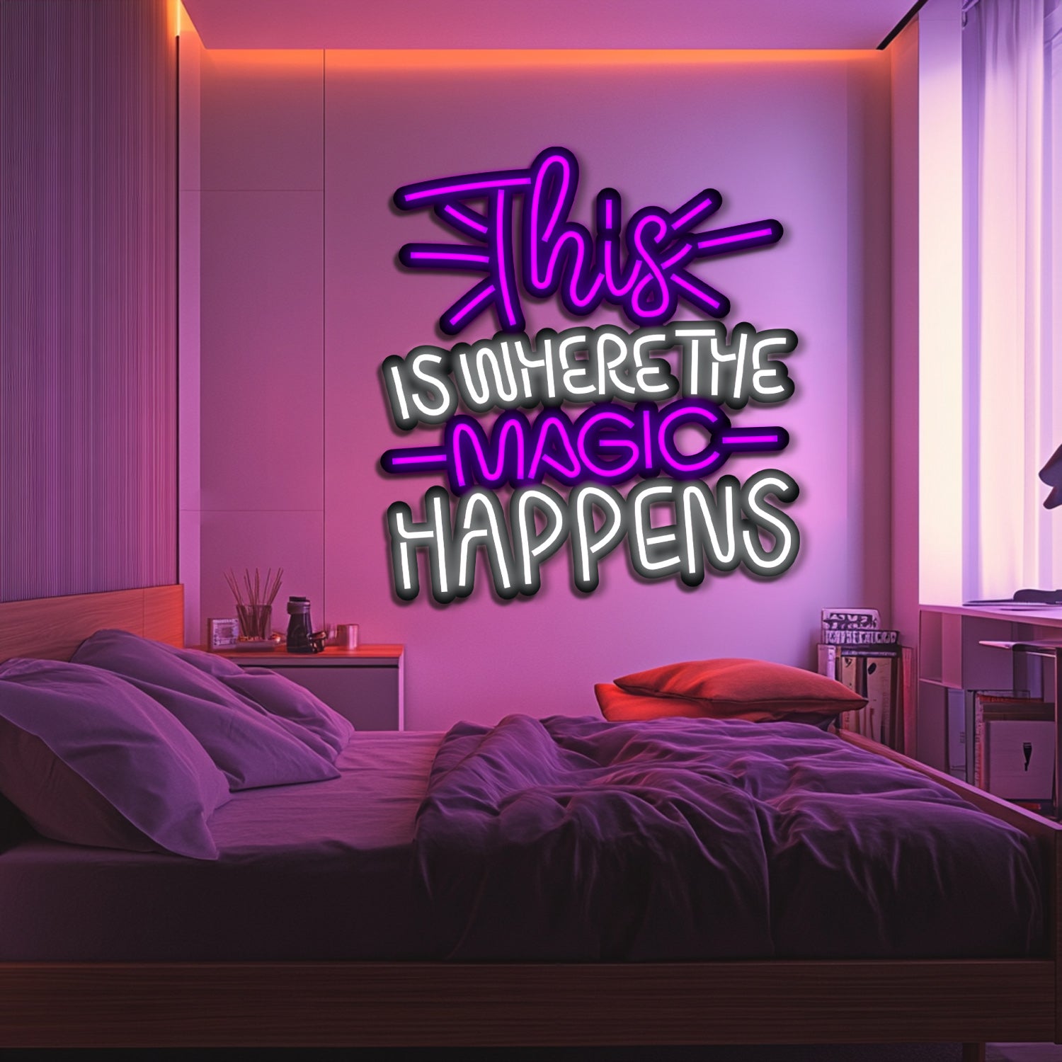 Magic Happens Metal Neon Wall Art- LN0148