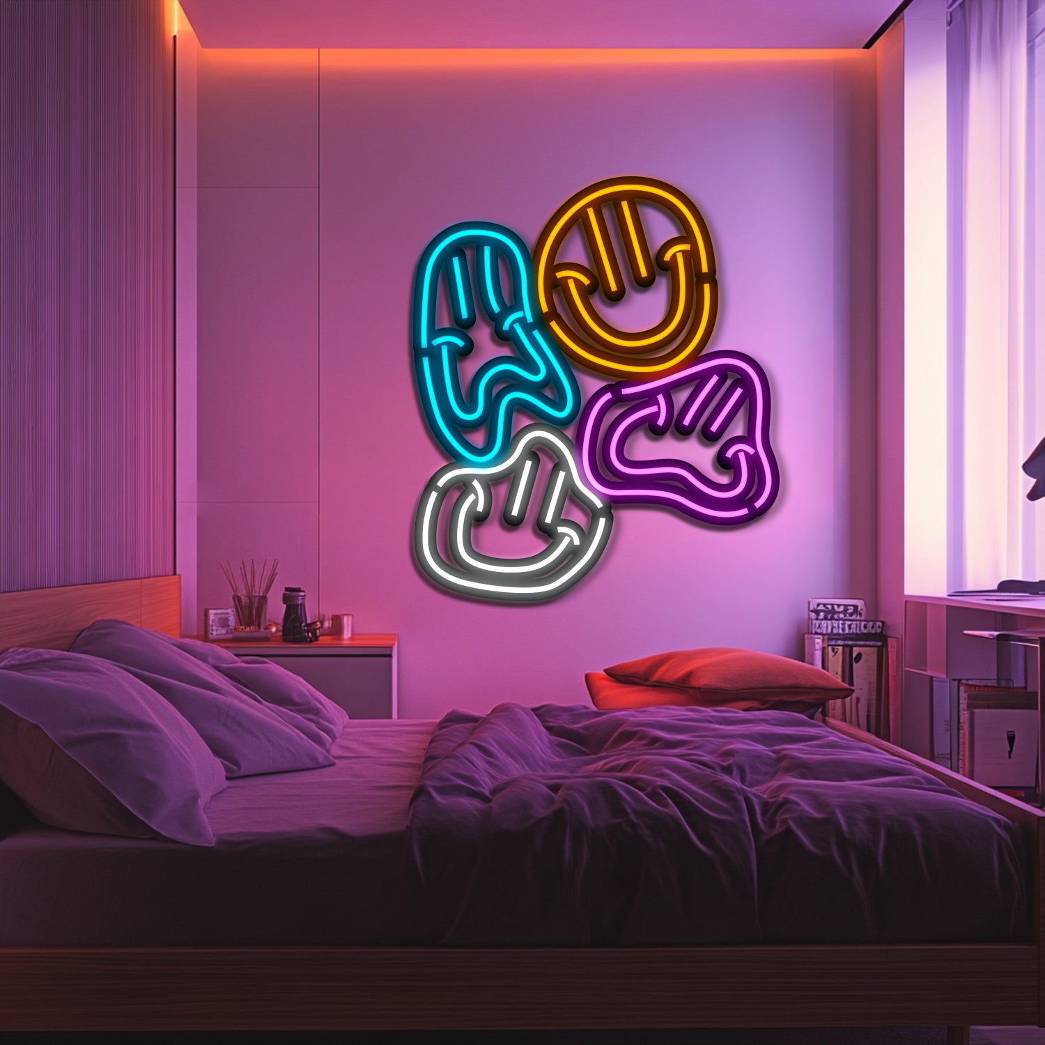 Colorful Smiles Metal Neon Wall Art- LN0185