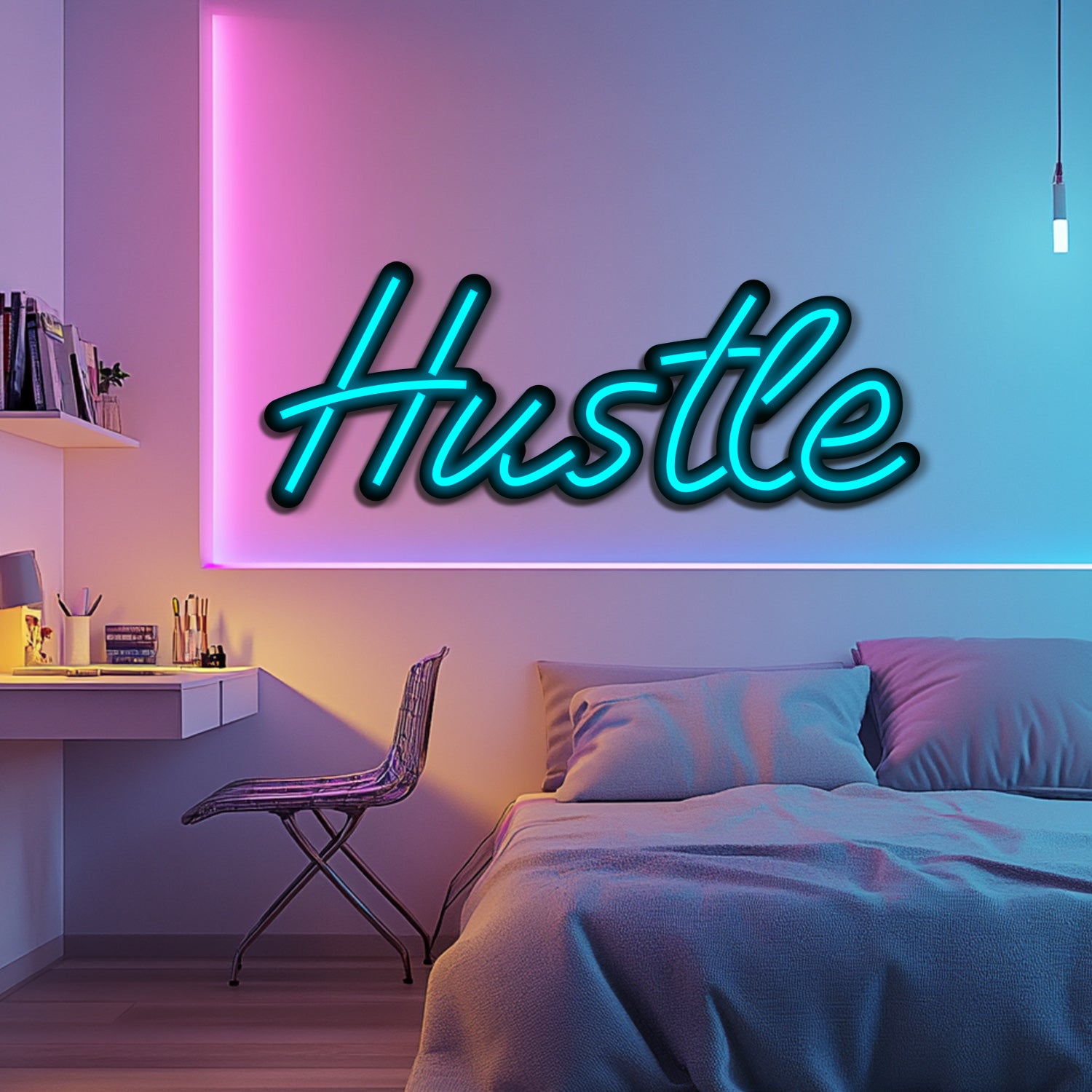 Hustle Metal Neon Wall Art- LN0142