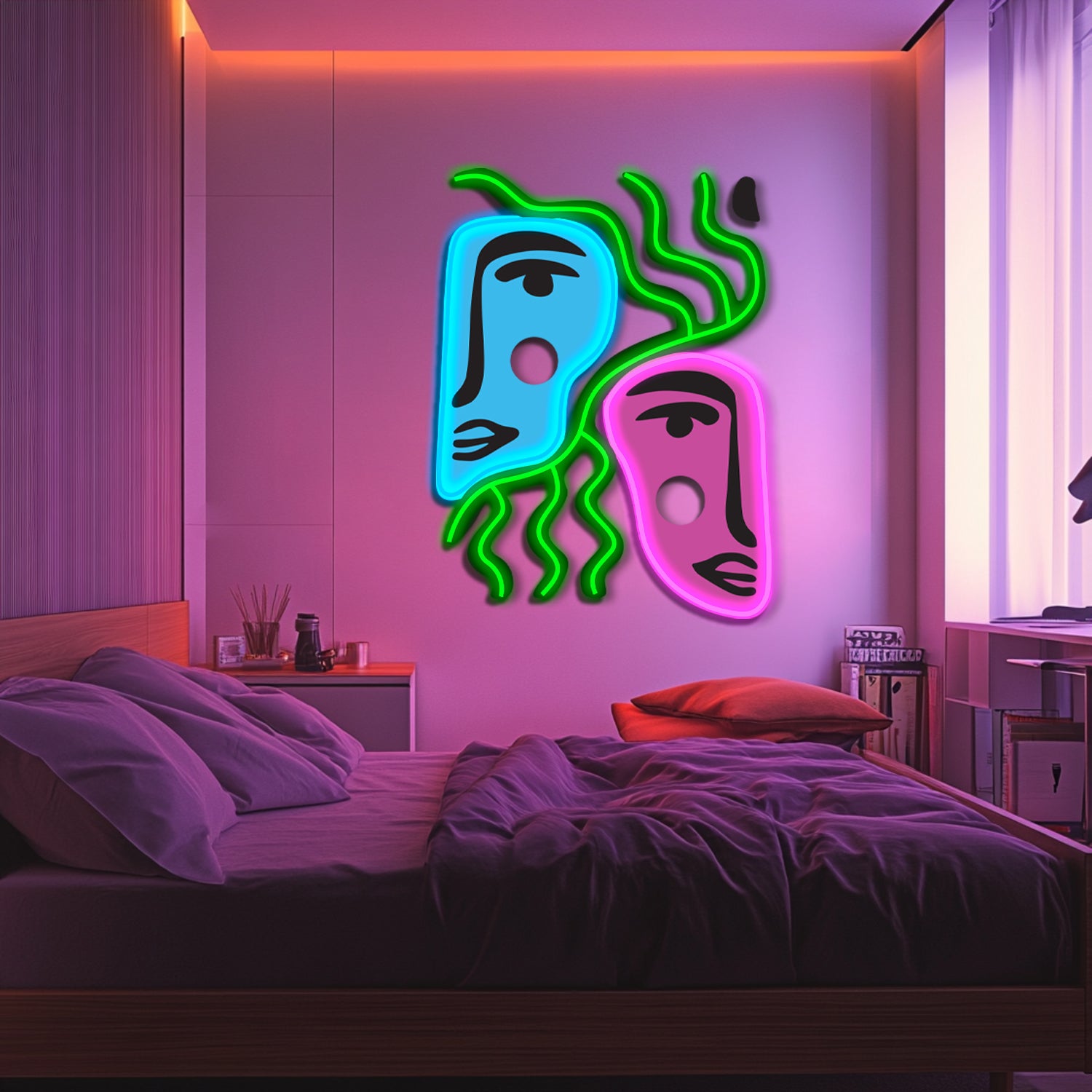 UV Printed Abstact Neon Wall Art- LV0116