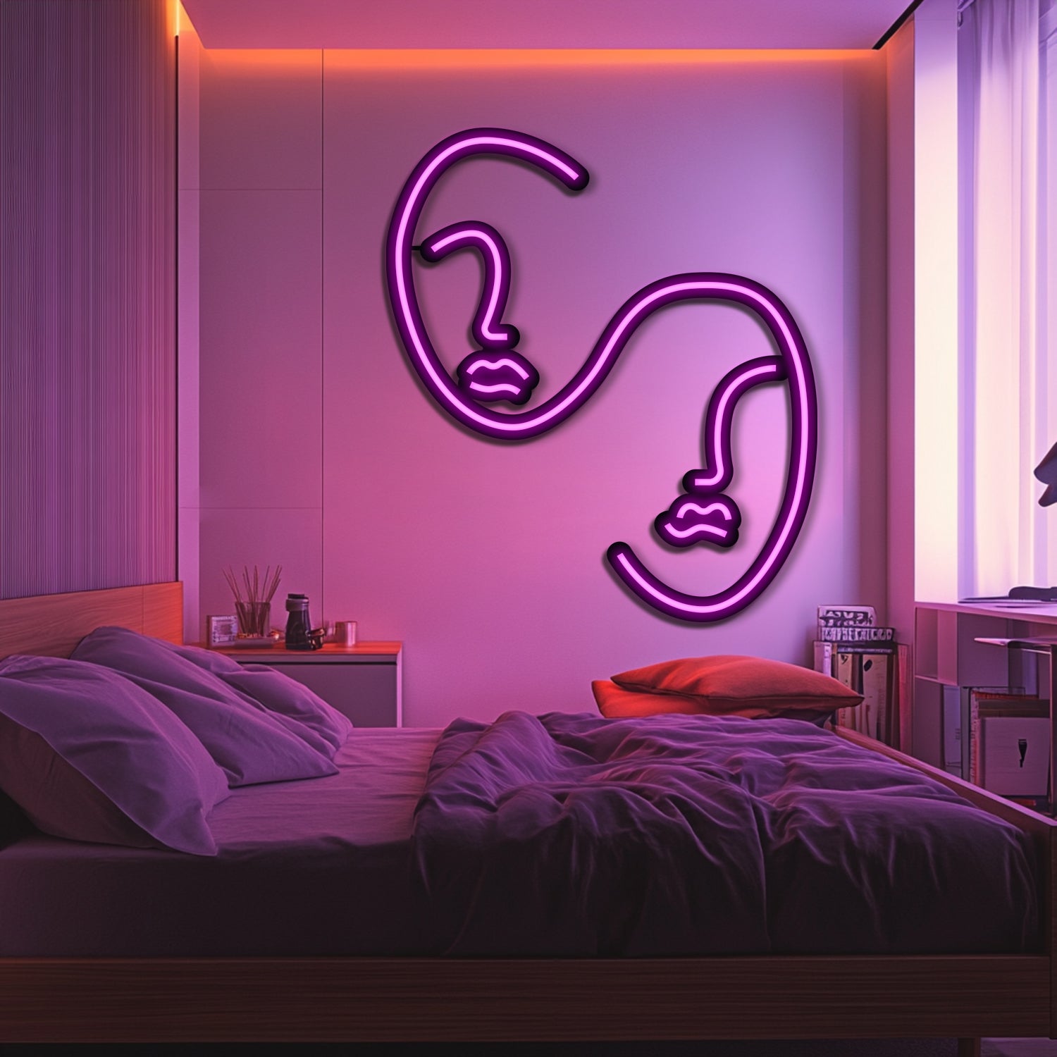 Two Faces Metal Neon Wall Art- LN0200