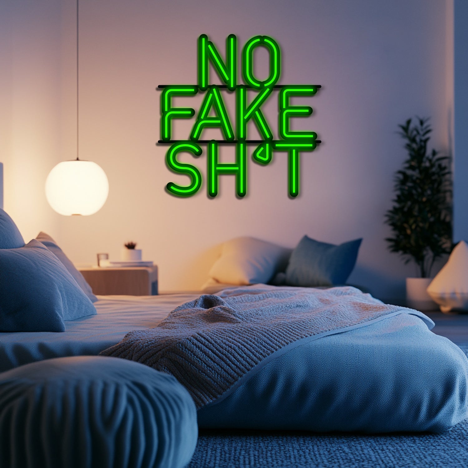 No Fake Shit Metal Neon Wall Art- LN0164