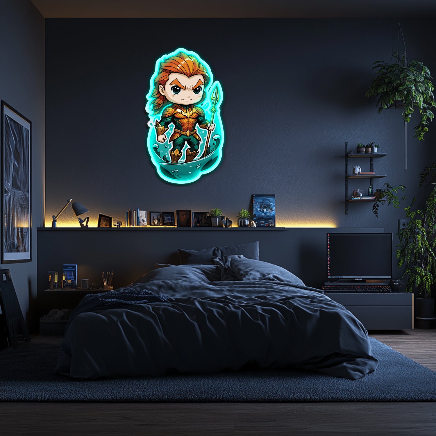UV Printed Aquaman Neon Wall Art- LV0088