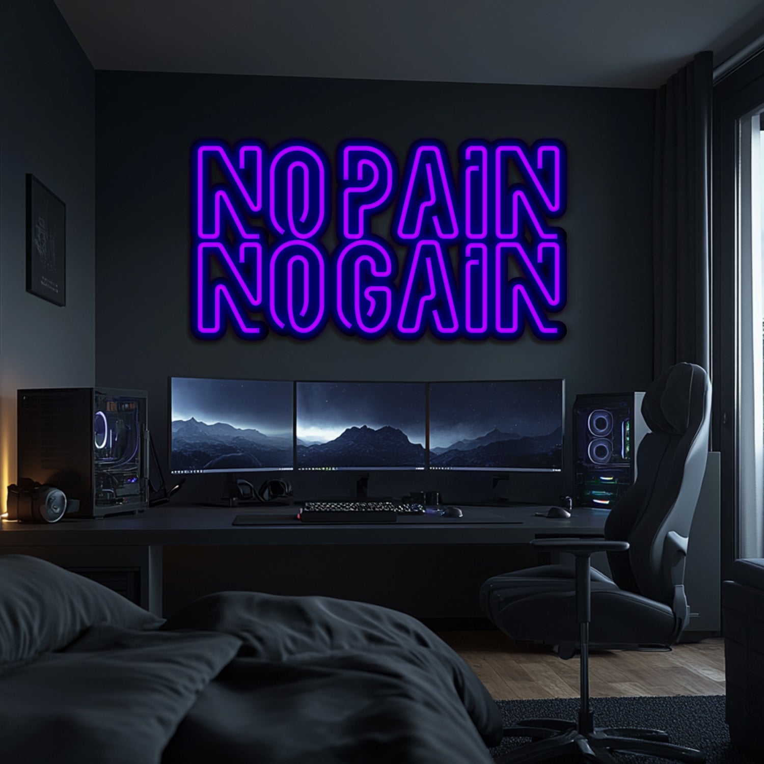 No Pain No Gain Metal Neon Wall Art- LN0110