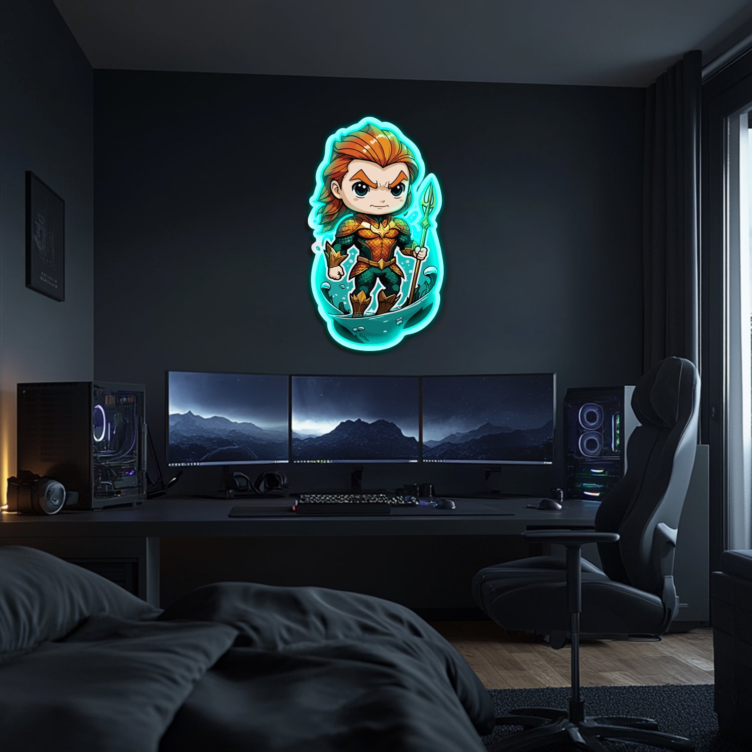 UV Printed Aquaman Neon Wall Art- LV0088