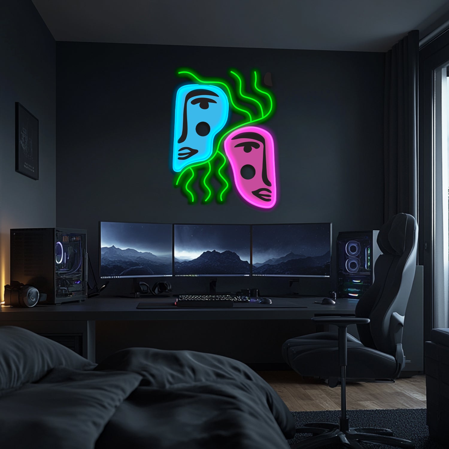 UV Printed Abstact Neon Wall Art- LV0116