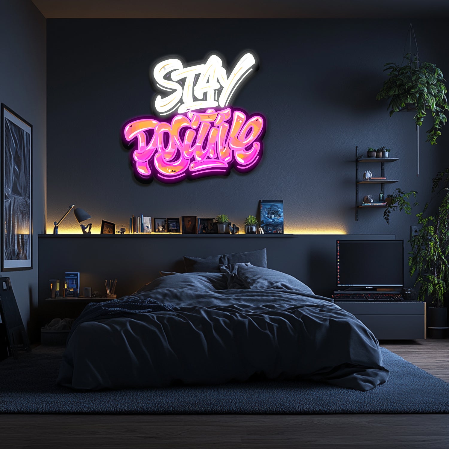 UV Printed Stay Positive Neon Wall Art- LV0095