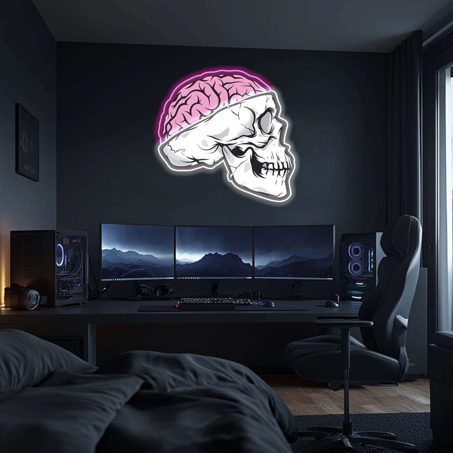 UV Printed Skull Brain Neon Wall Art- LV0097