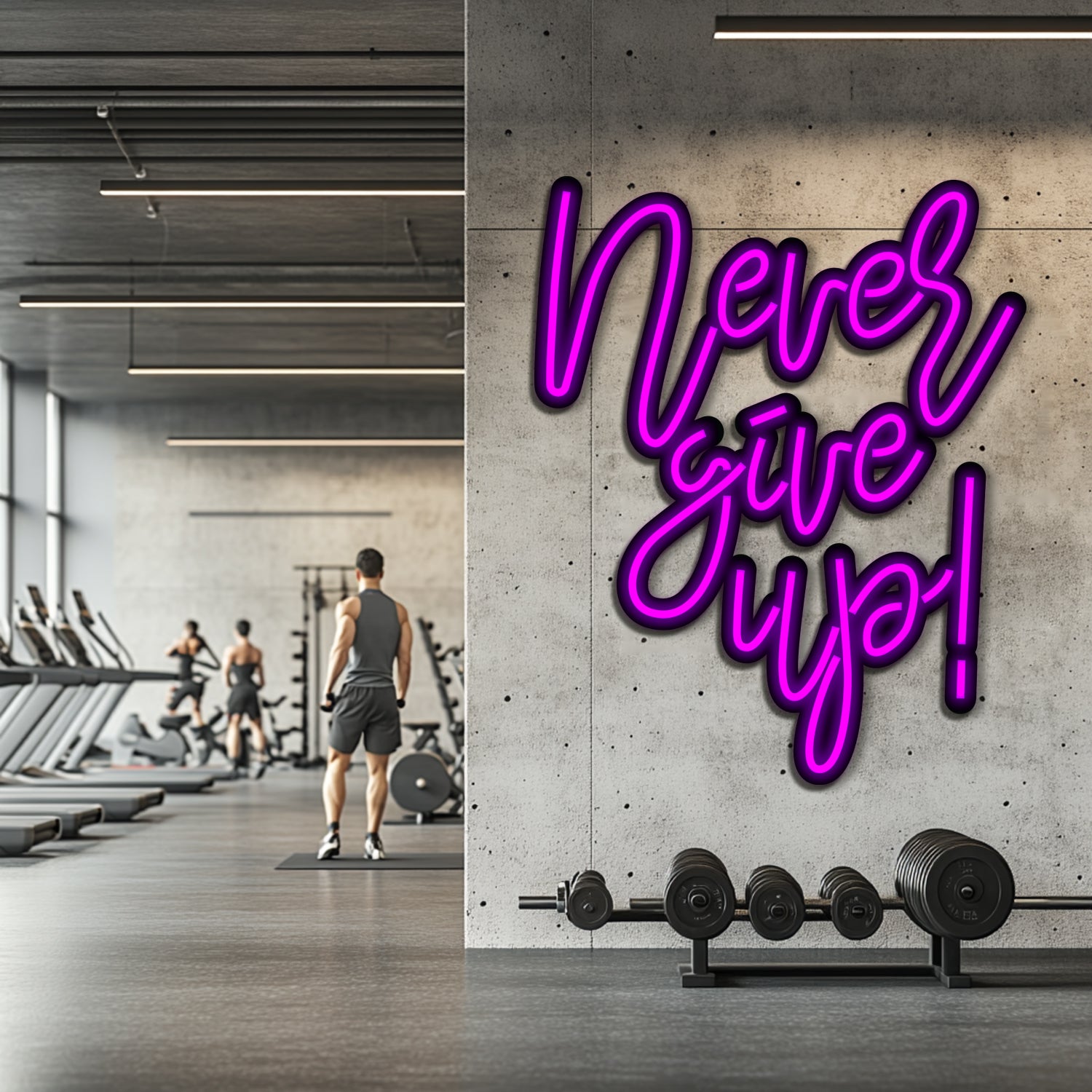 Never Give Up Metal Neon Wall Art- LN0224