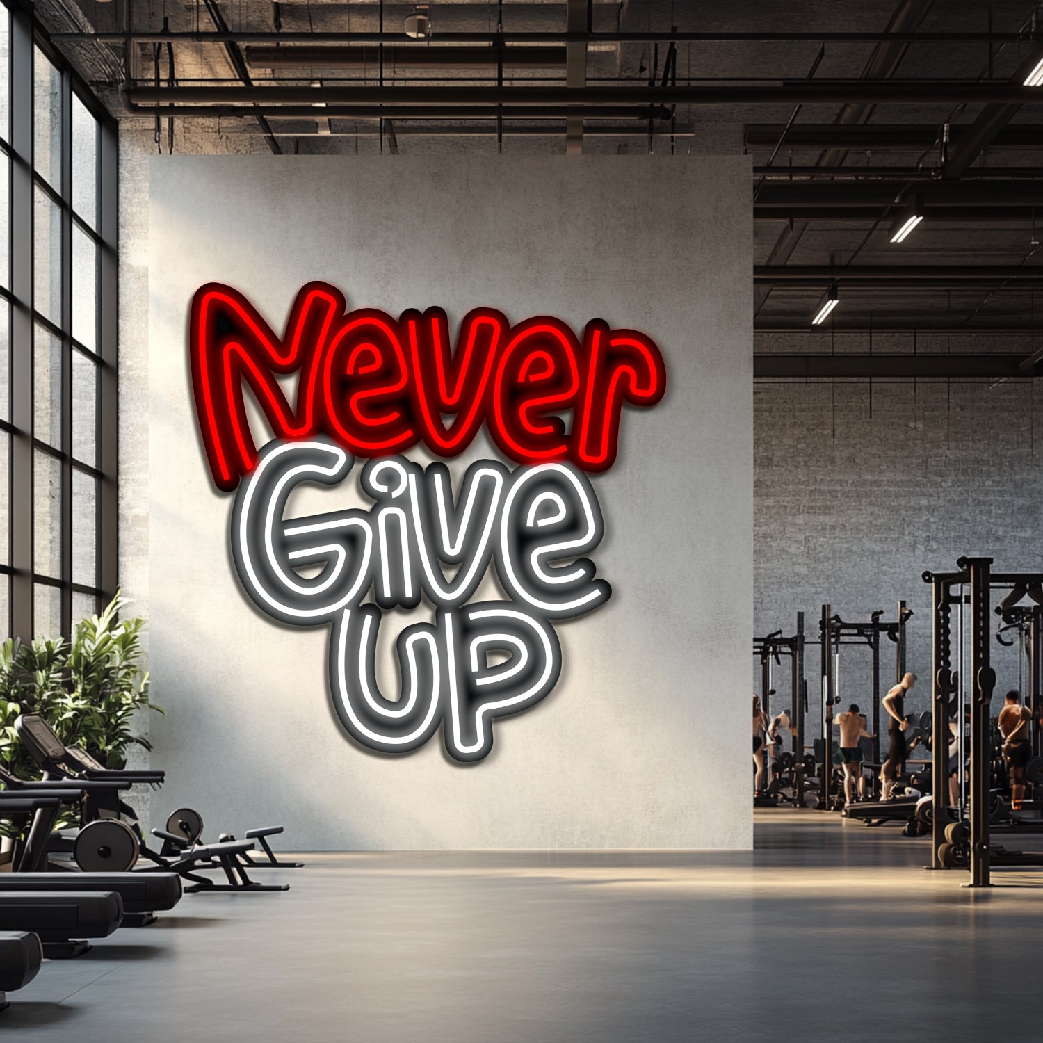 Never Give Up Metal Neon Wall Art- LN0144