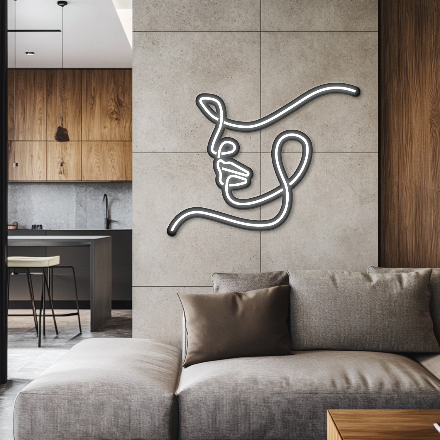 Lineart Face Metal Neon Wall Art- LN0168