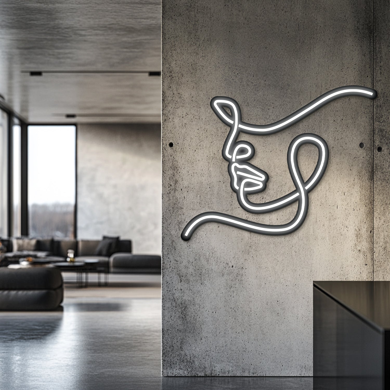 Lineart Face Metal Neon Wall Art- LN0168