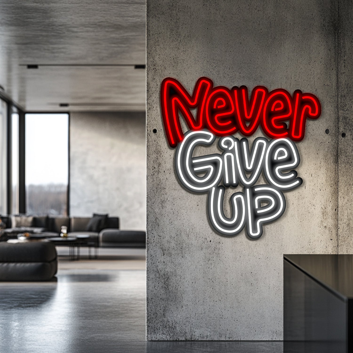 Never Give Up Metal Neon Wall Art- LN0144