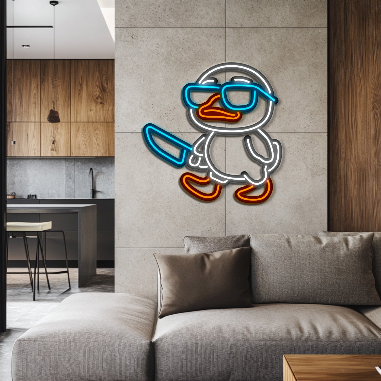 Gangster Duck Metal Neon Wall Art- LN0098