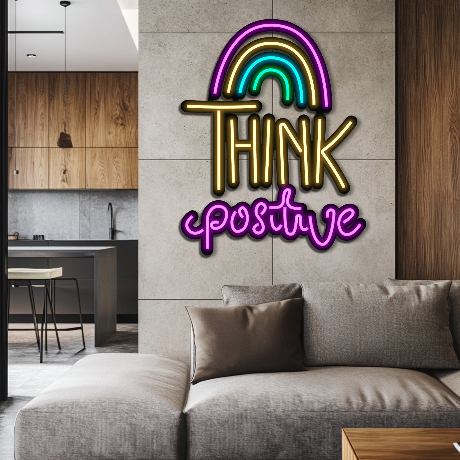 Think Positive Metal Neon Wall Art- LN0104