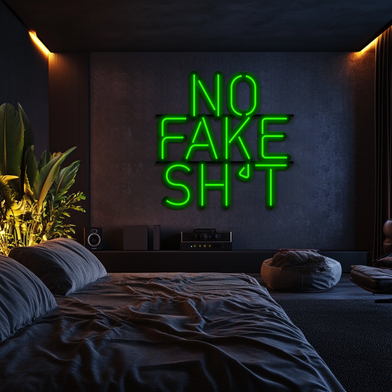 No Fake Shit Metal Neon Wall Art- LN0164