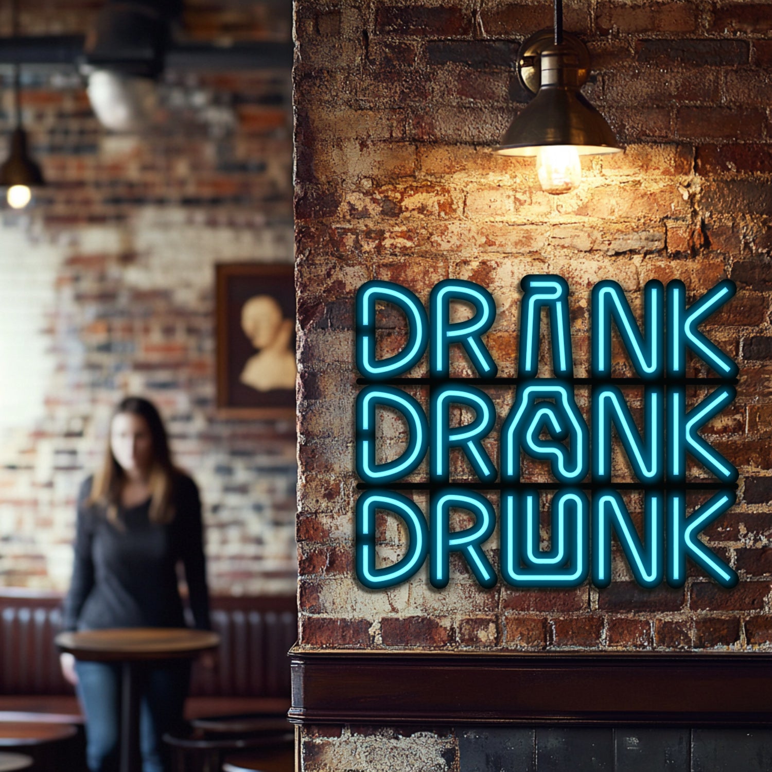 Drink Drank Drunk Metal Neon Wall Art- LN0136