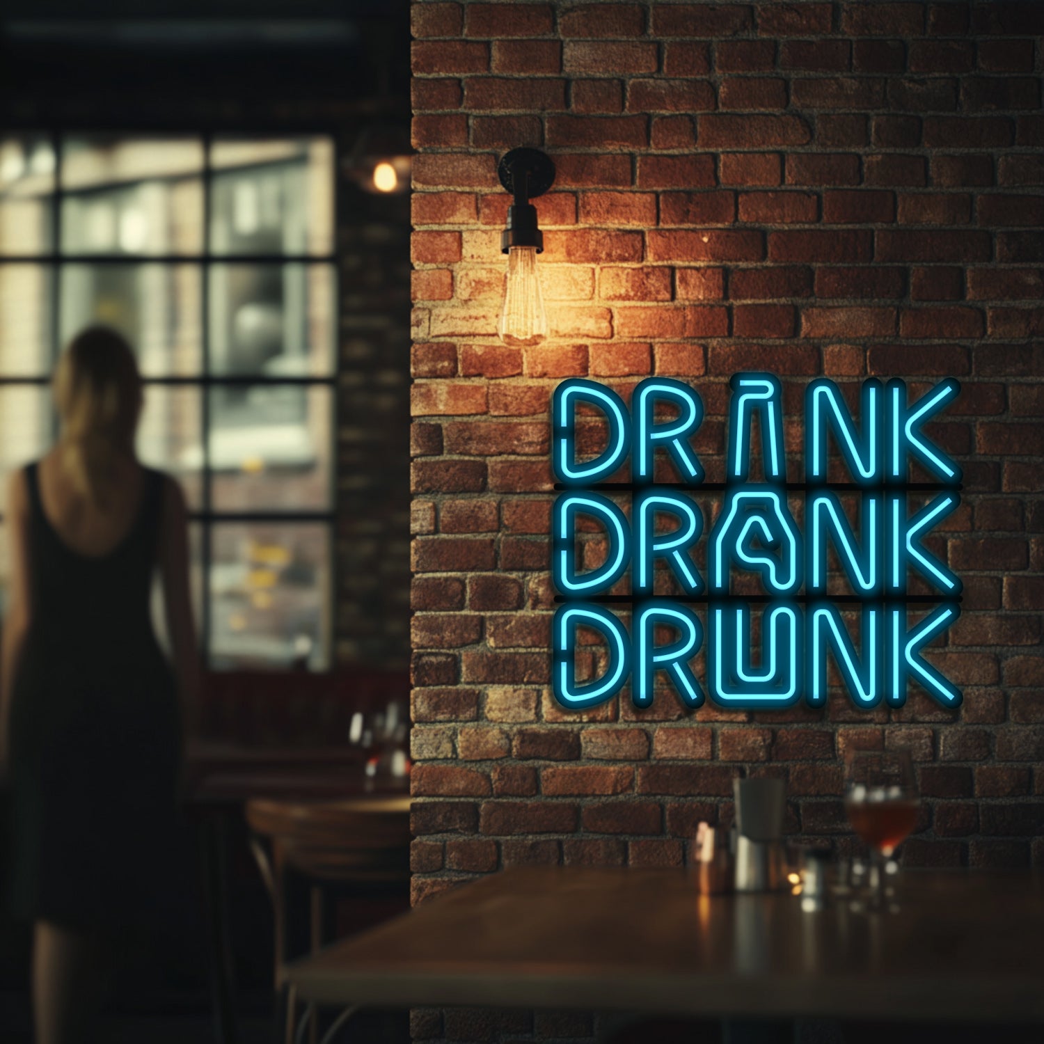 Drink Drank Drunk Metal Neon Wall Art- LN0136