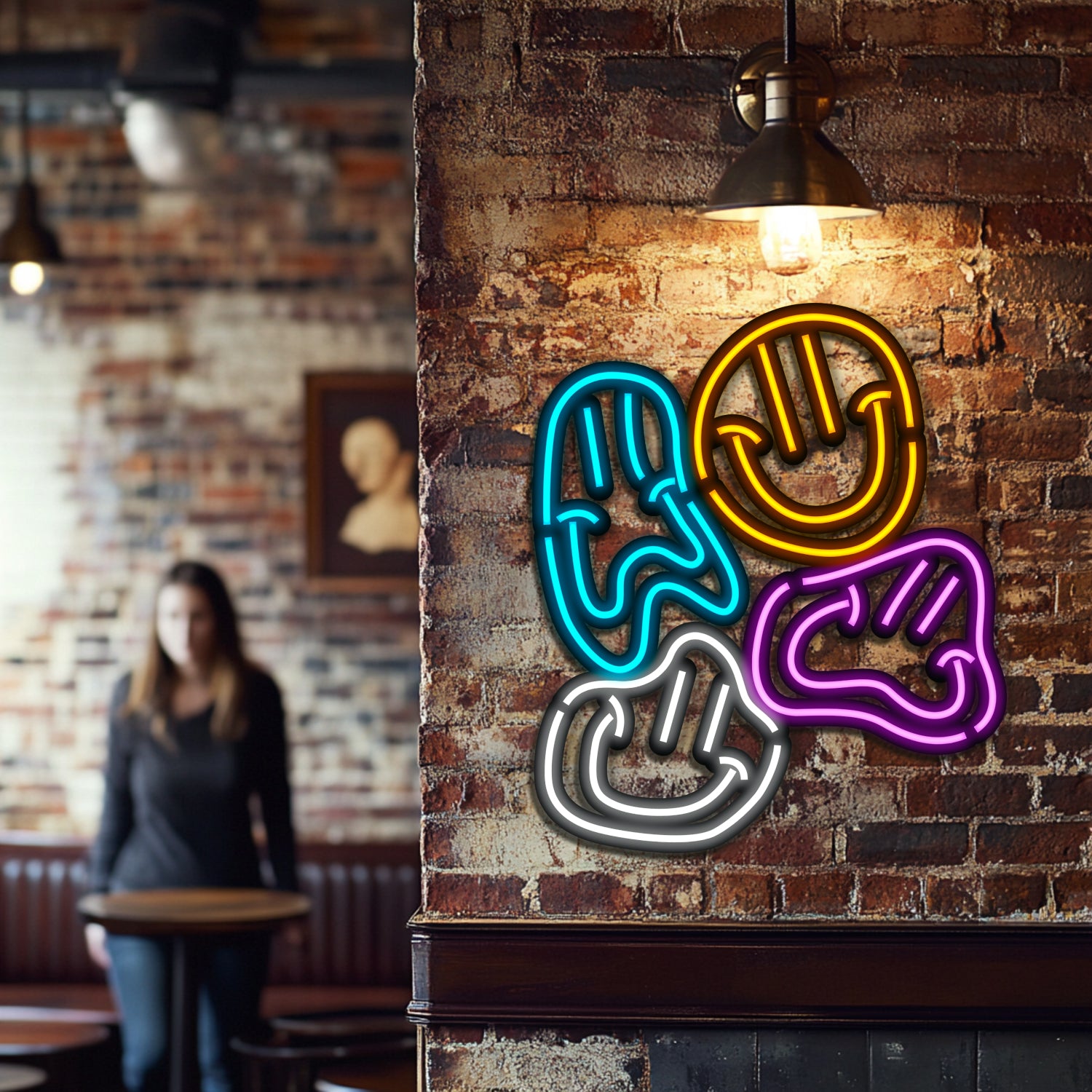 Colorful Smiles Metal Neon Wall Art- LN0185